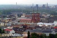 Nová radnice - pohled z vyhlídkové věže, Katedrála Božského spasitele, Ostrava